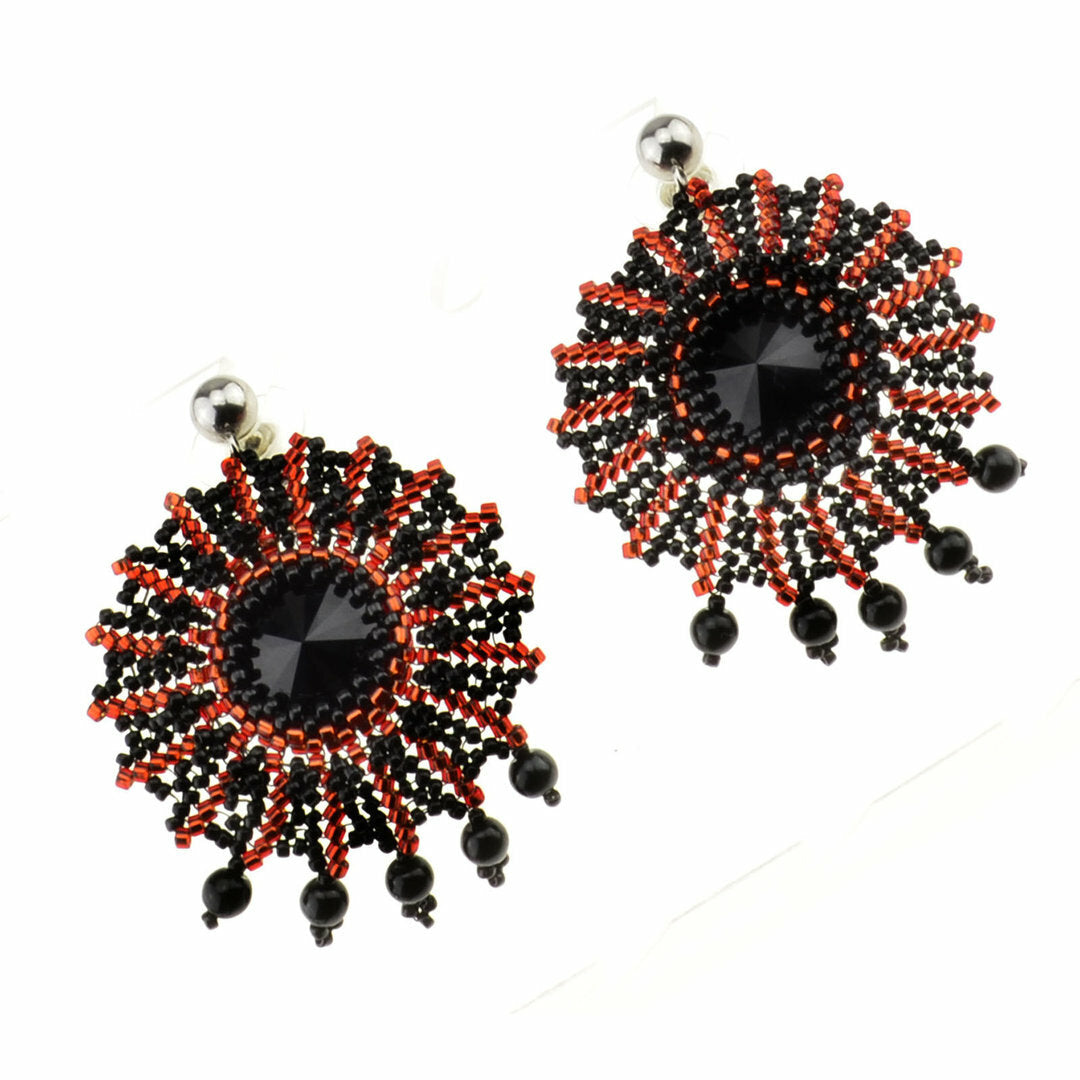 DIY-Set 47. Rocailles Ohrringe selber machen Anleitung + Zubehör schwarz-rot