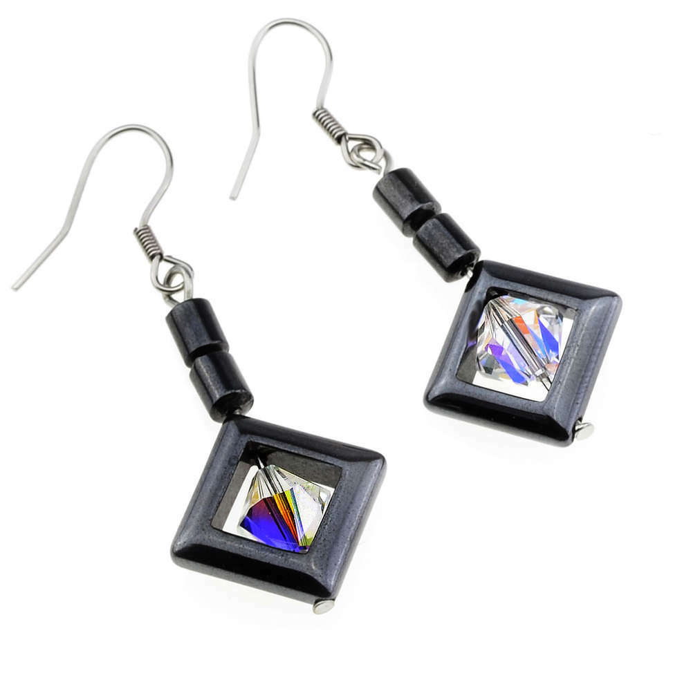 DIY-Set 331. Ohrringe selber machen / Hämatit DIY Kit Perlen + Anleitung + Zubehör /crystal