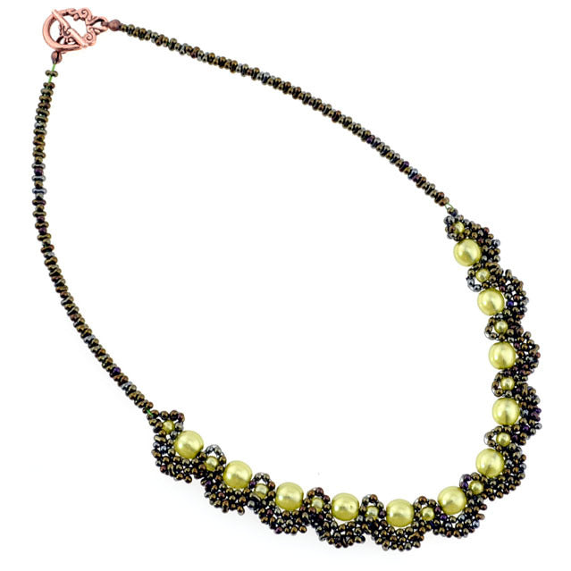 DIY-Set 583. Schmuck selber machen / Set mit Perlen + Anleitung / olive