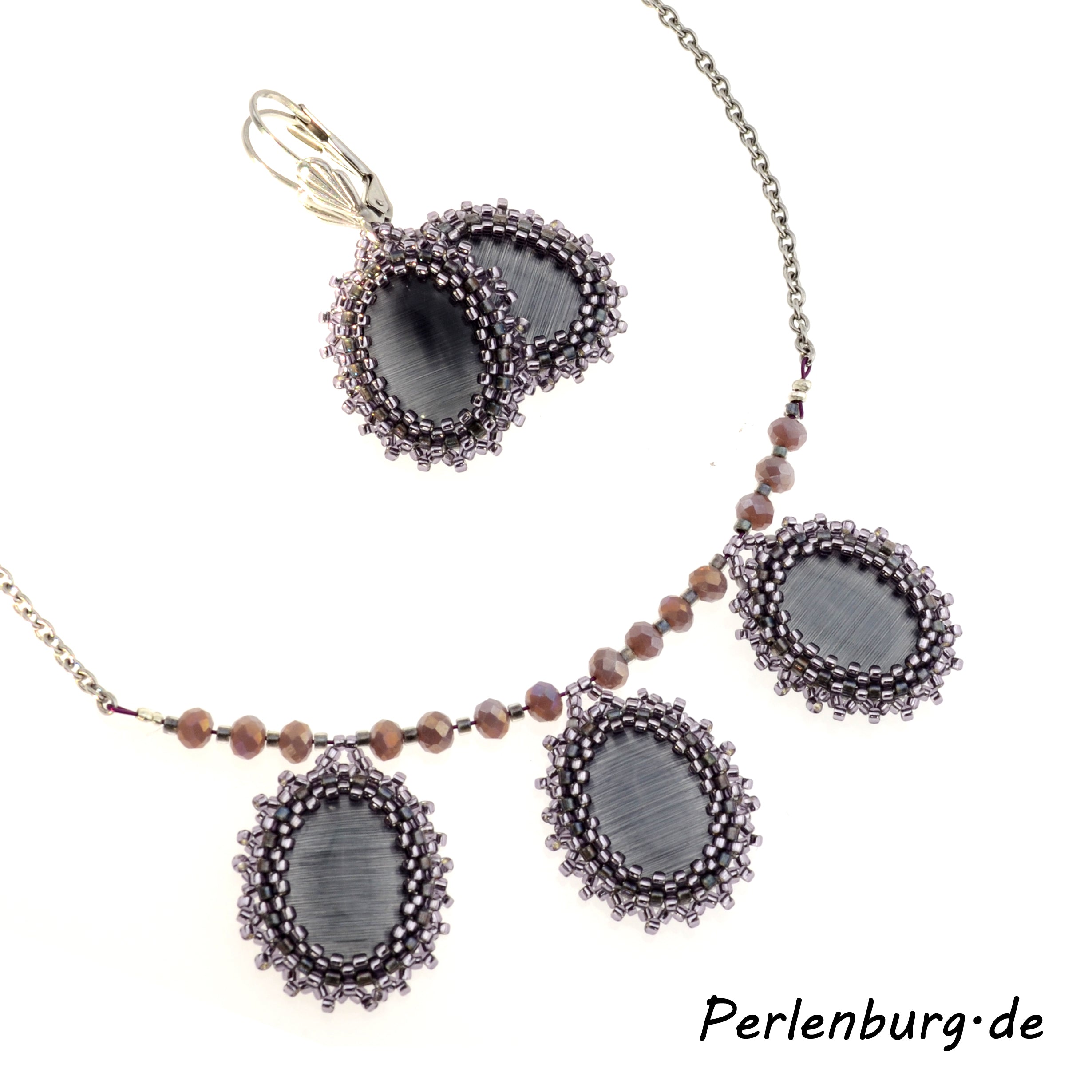 DIY-Set 91. Kit mit Perlen, Anleitung und Zubehör / Kette + Ohrringe