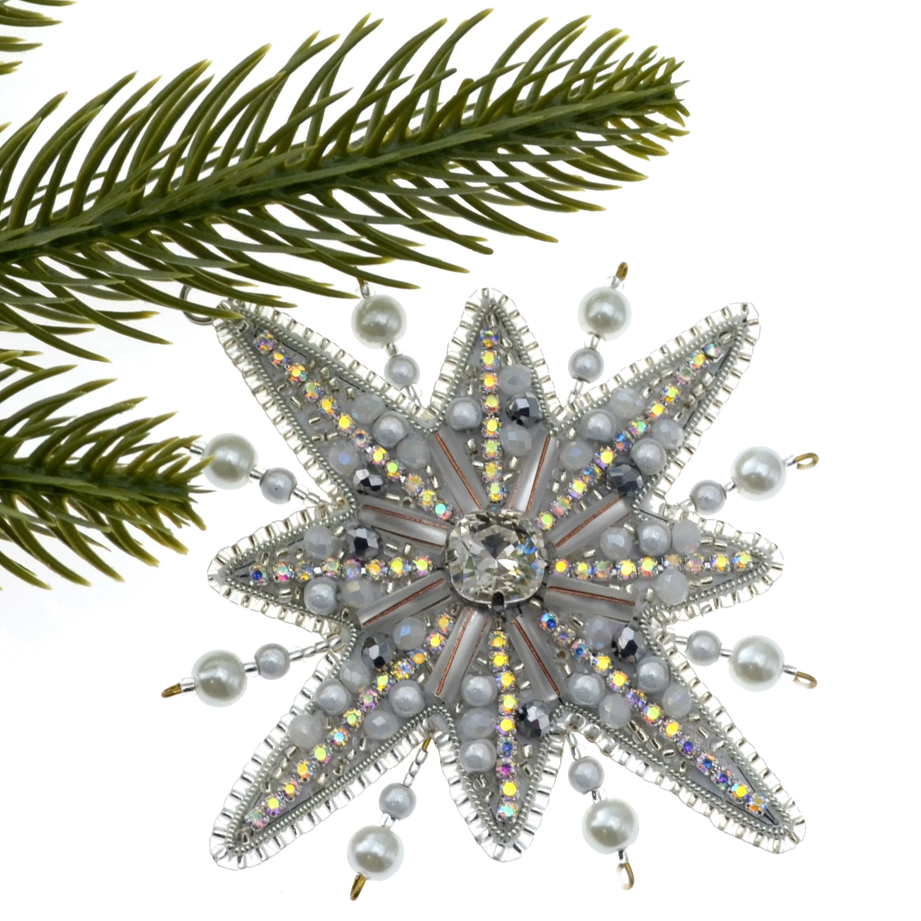 DIY-Set 933. Weihnachten Stern  selber sticken DIY Kit mit Perlen + Anleitung + Zubehör