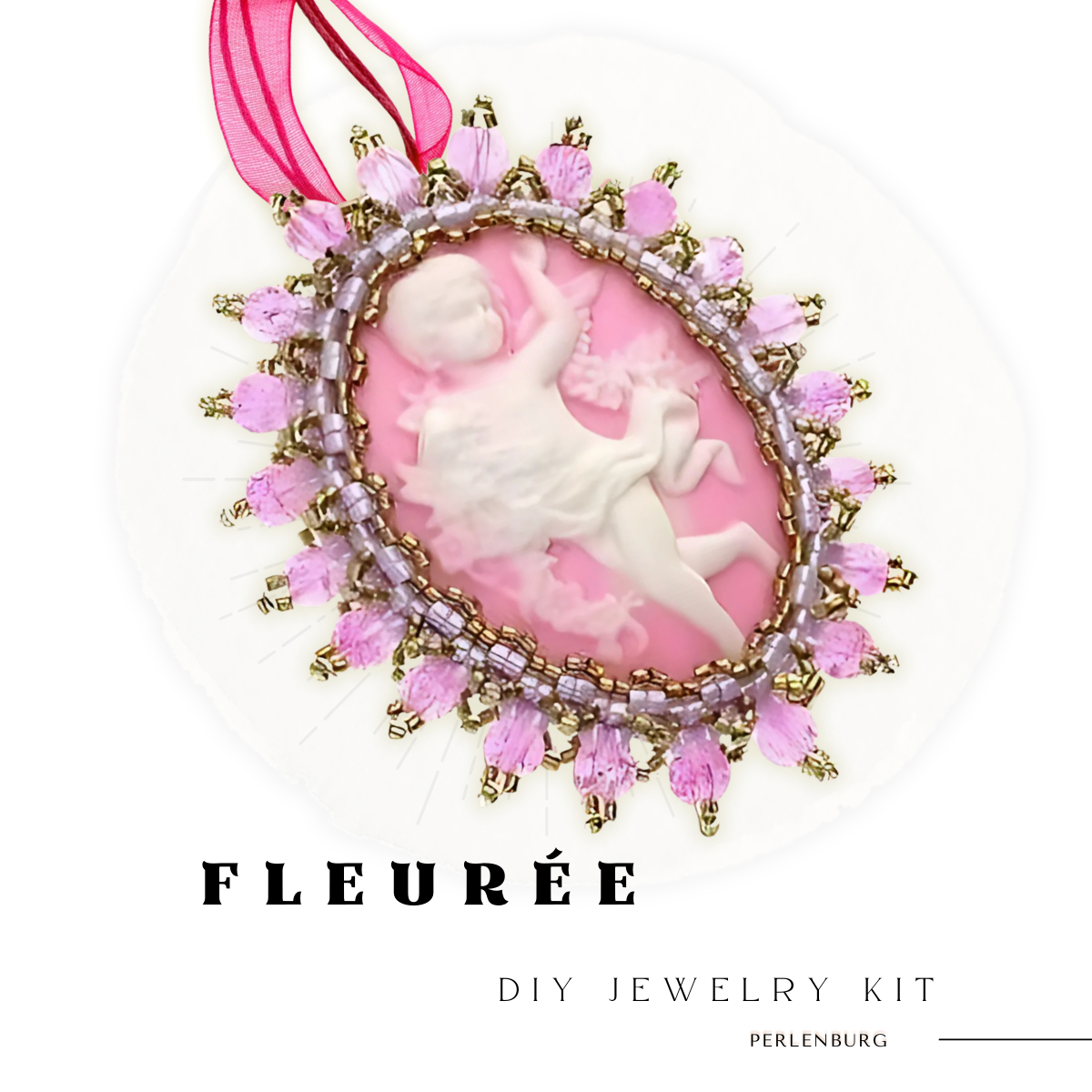  DIY-Set 386. DIY-Schmuckset „Fleurée“ – Engel-Anhänger aus Cabochon und Perlen gestalten