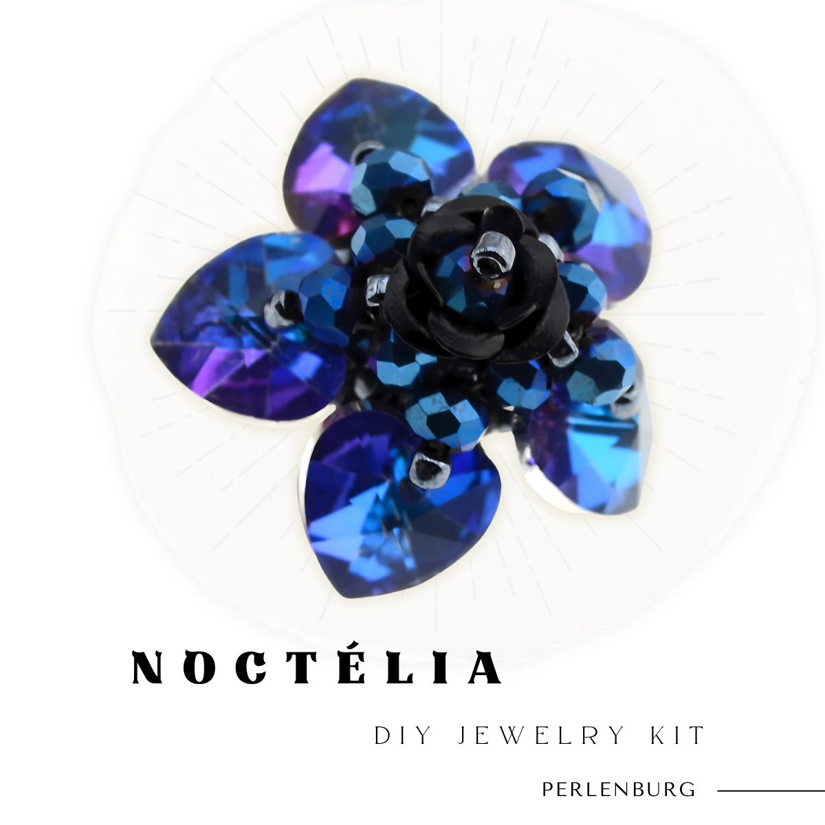 DIY-Set 25. „Noctélia“ – Blütenring mit Kristallherzen, Anleitung & Zubehör