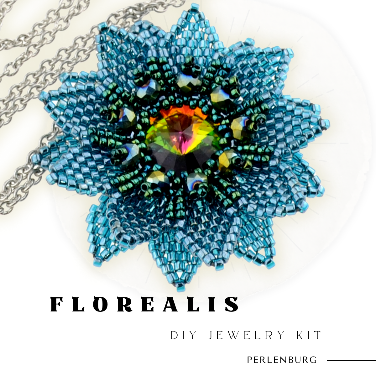 DIY-Set 503. DIY-Schmuckset „Florealis“ – Anhänger mit Rivoli & Blütenstruktur selbst gestalten