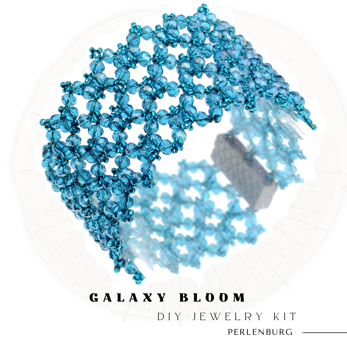 DIY-Set 916. Schmuckset „Galaxy Bloom – Azure“ – Armband mit facettierten Perlen