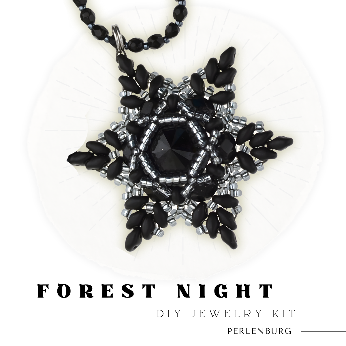 DIY-Set 801. Anhänger selber machen / Anleitung + Perlen + Zubehör / schwarz