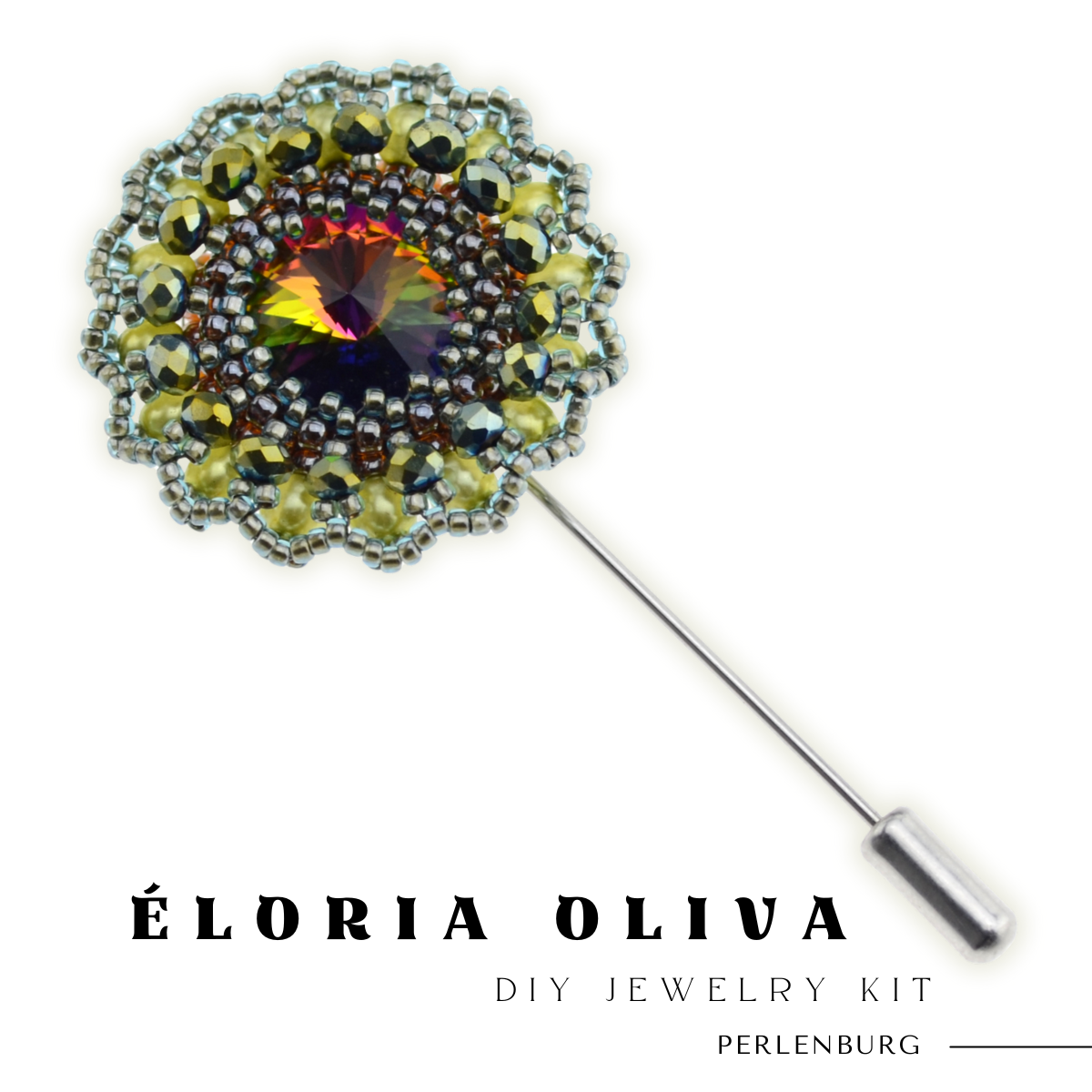 DIY-Set 915. Brosche selber sticken DIY Kit mit Perlen + Anleitung + Zubehör