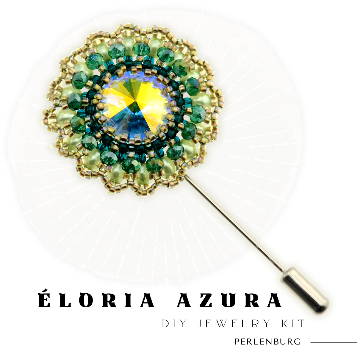 DIY-Set 915. Brosche selber sticken DIY Kit mit Perlen + Anleitung + Zubehör