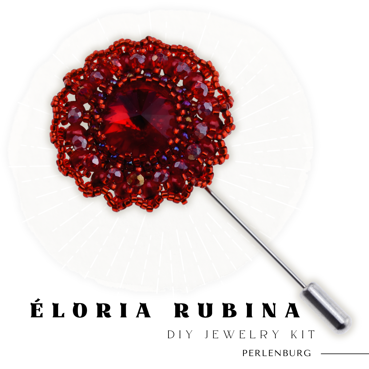 DIY-Set 915. Brosche selber sticken DIY Kit mit Perlen + Anleitung + Zubehör