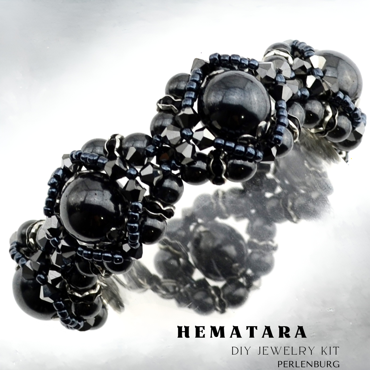 DIY-Set 504. Schmuckset „Celestine Verdara“ – Kit mit Hämatit-Perlen & Anleitung