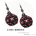 DIY-Set 585. Schmuckset „Lyra Rubina“ – Ohrringe mit roten Perlen & Anleitung (Faden + Nadel gratis dazu)