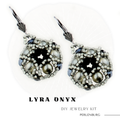 DIY-Set 585. Schmuckset „Lyra Onyx“ – Ohrringe mit grauen Perlen & Anleitung (Faden + Nadel gratis dazu)
