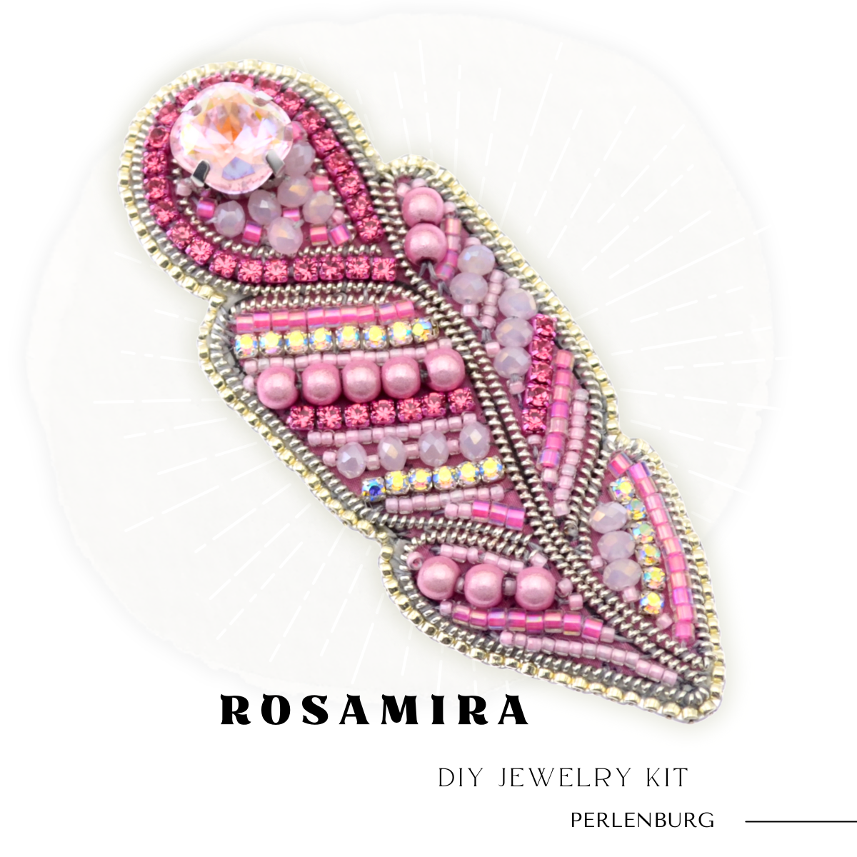 DIY-Set 908. Brosche selber sticken DIY Kit mit Perlen + Anleitung + Zubehör