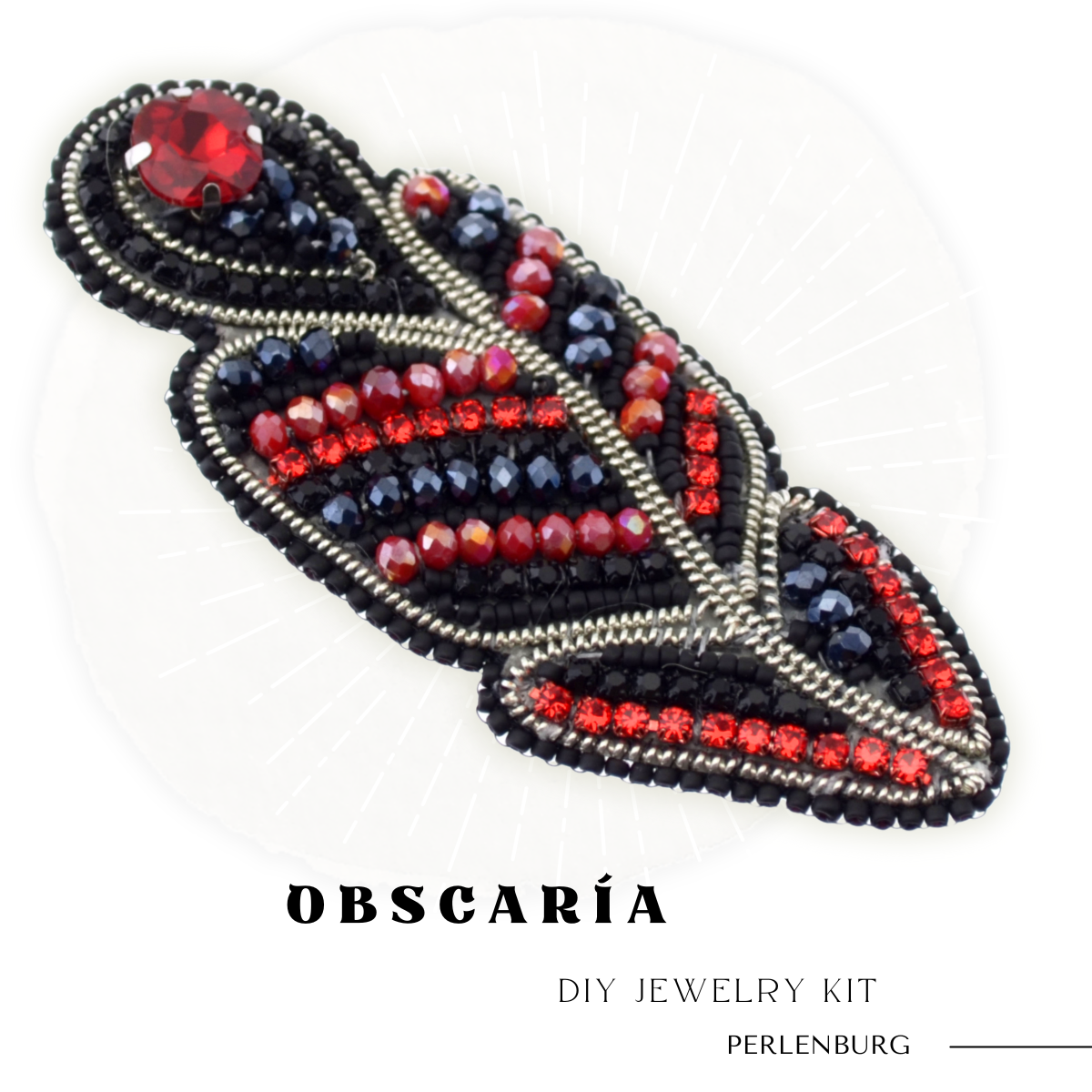 Set fai da te 908. Kit fai da te per ricamare una spilla con perline + istruzioni + accessori