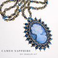 DIY-Set 386. DIY-Schmuckset „Cameo Sapphire“ – Kette + Anhänger in Blau und Gold gestalten