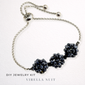 DIY-Set 29.  „Virella Nuit“ – elegantes Armband zum Selbermachen mit Glasperlen und Edelstahlkette, perfekt zum Perlen basteln.