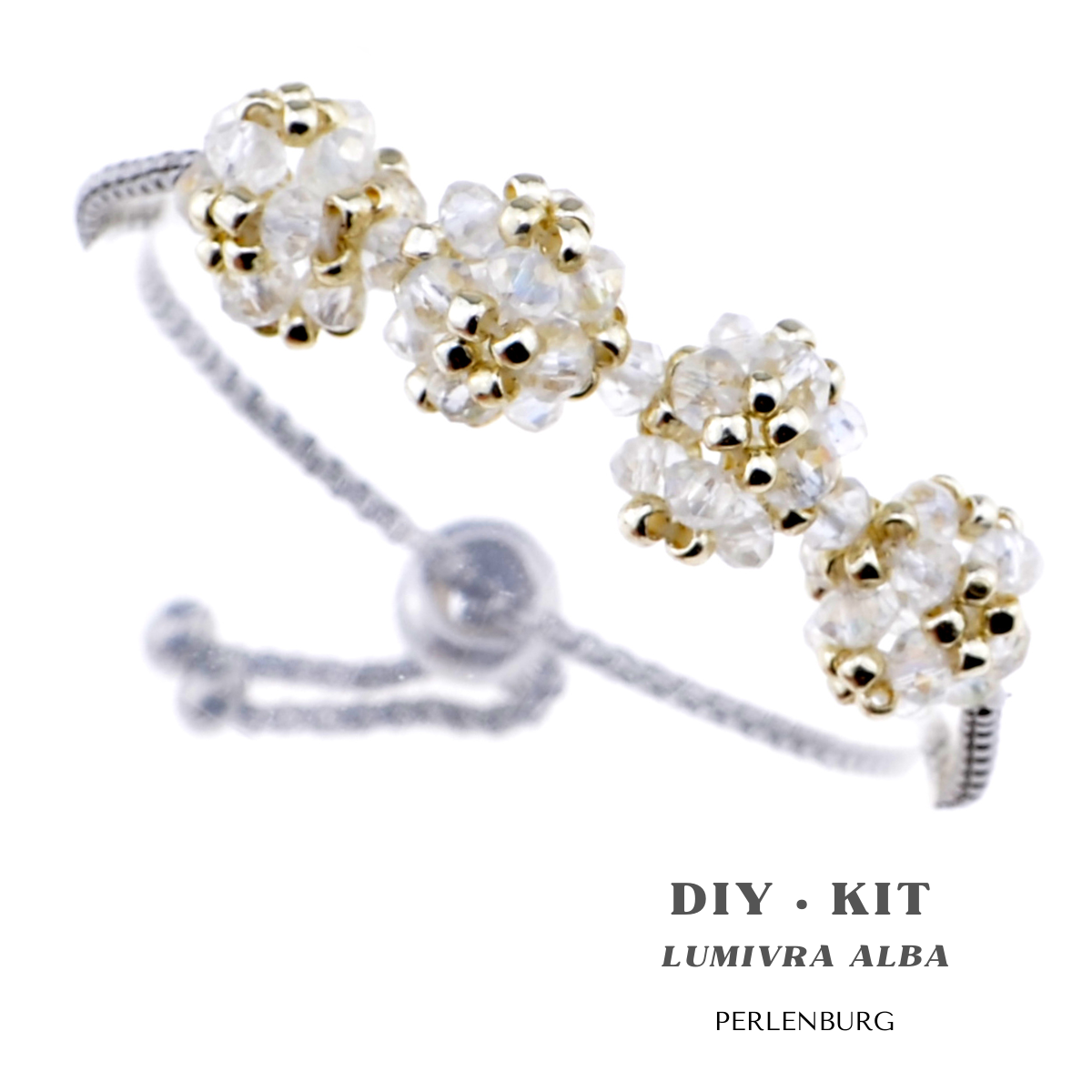 DIY-Set 905. Schmuckset „Lumivra Alba“ – Armband basteln I DIY Kit mit Perlen + Anleitung + Zubehör