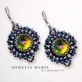 DIY-Set 904. Schmuckset „Ophelia Maris“ – farbenfrohe Ohrringe mit schimmerndem Rivoli und irisierenden Perlen, Ohrringe selber basteln im märchenhaften Design.