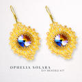 DIY-Set 904. Schmuckset „Ophelia Solara“ – strahlende Ohrringe mit goldenem Rivoli und funkelnden Perlen, Ohrringe selber basteln im märchenhaften Stil.
