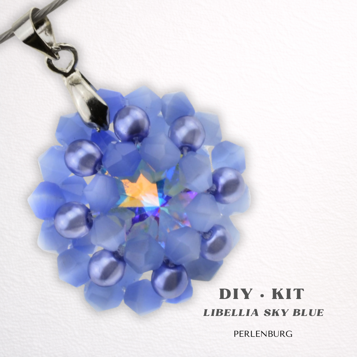 DIY-Set 38. Schmuckset „Libellia Sky Blue“ – Anhänger mit Perlen