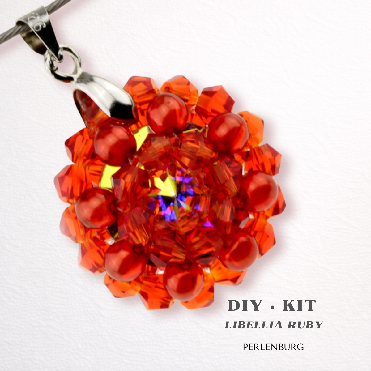 DIY-Set 38. Schmuckset „Libellia Ruby“ – Anhänger mit Rivoli